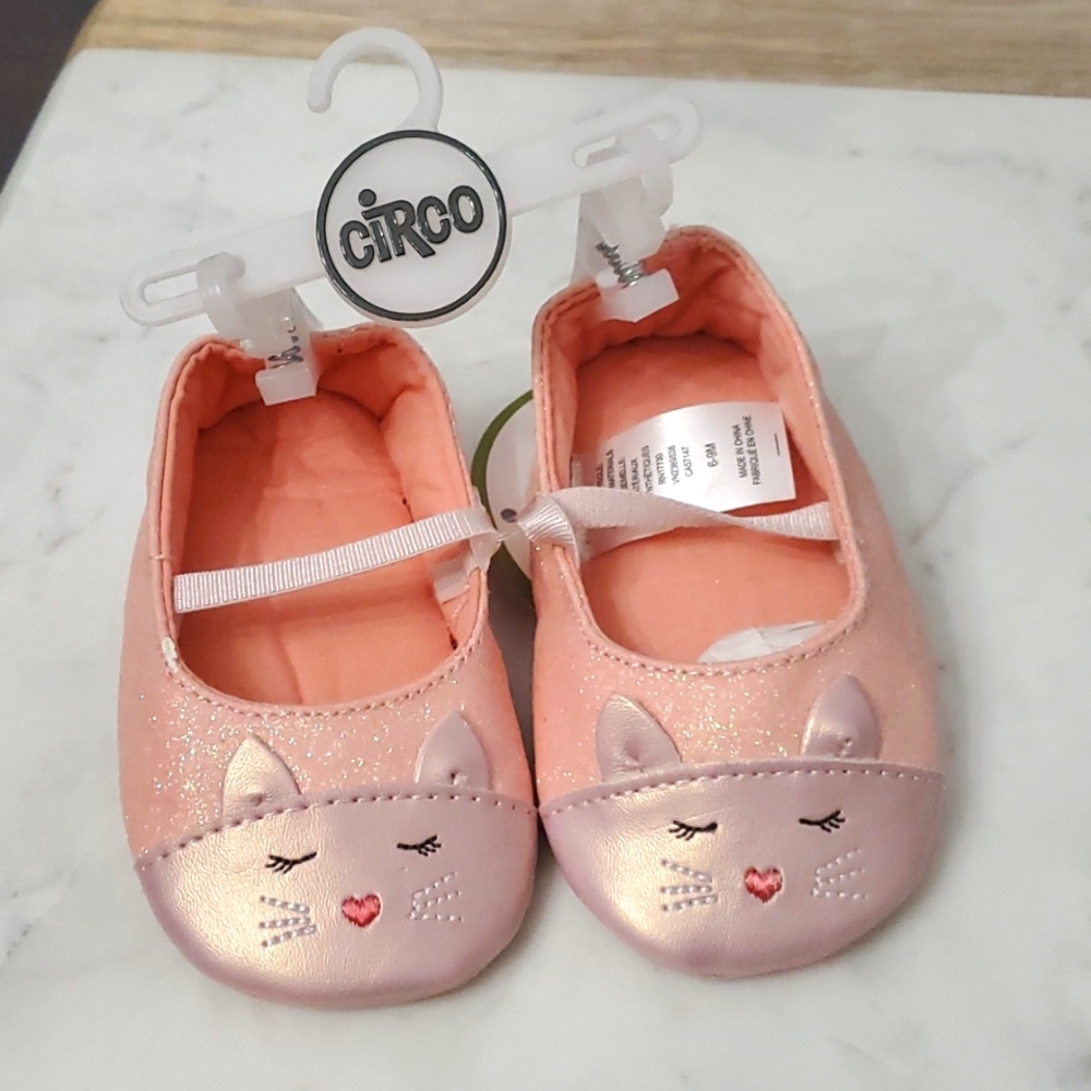 New Circo Pink Glittery Ballet Flats 6-9 Months NWT  (A-1)